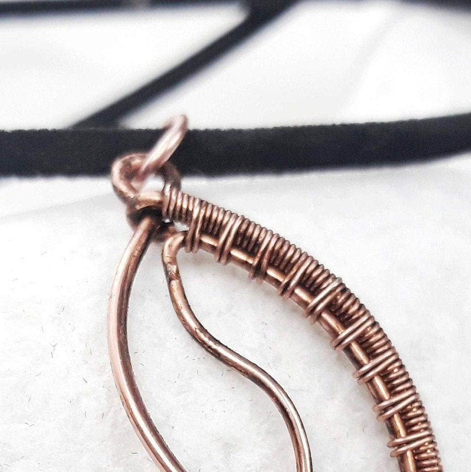 Real leaf necklace, Copper Leaf pendant, botanical pendant, Wire Wrapped Pendant Earrings Set, Gift For Mom, Boho Style Pendant