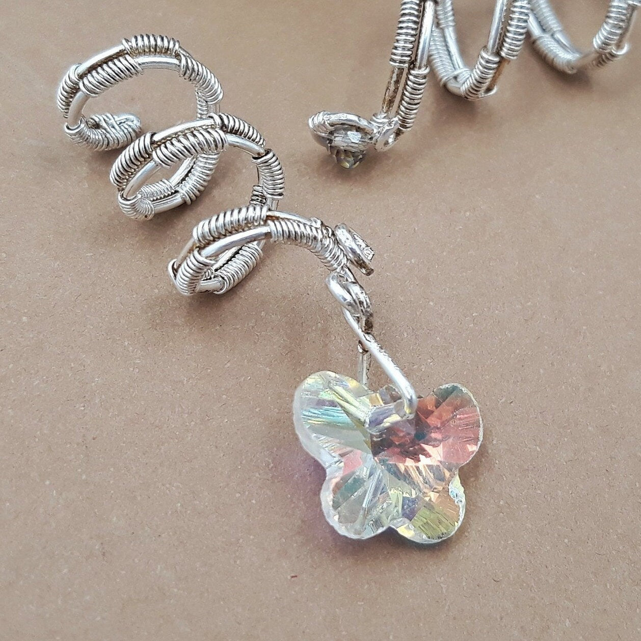 2 spirals for dreadlocks with Swarovski charm