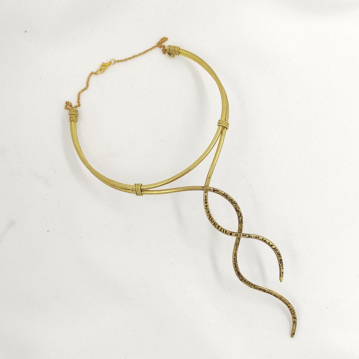 Handmade Greek style gold necklace with brass wire
