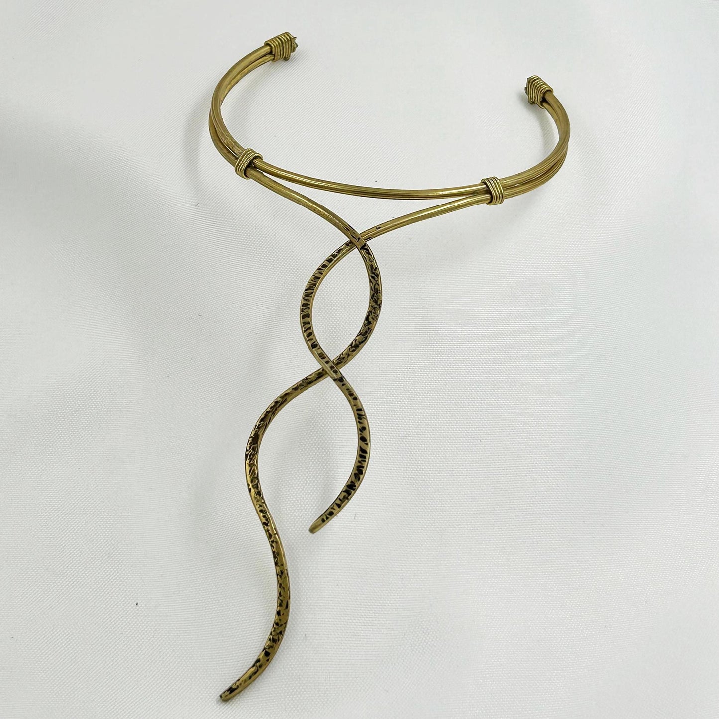 Handmade Greek style gold necklace with brass wire