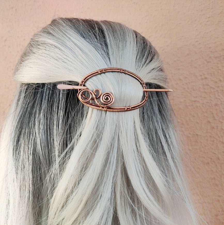 copper wire oval hair pin