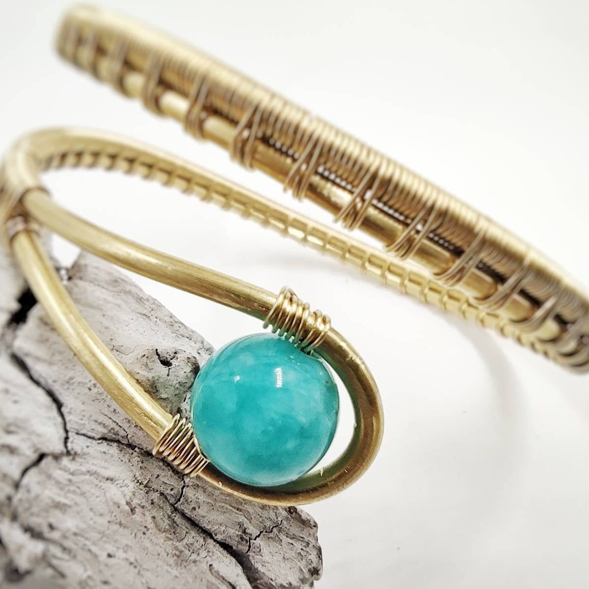 Brazalete egipcio para el brazo con amazonita azul